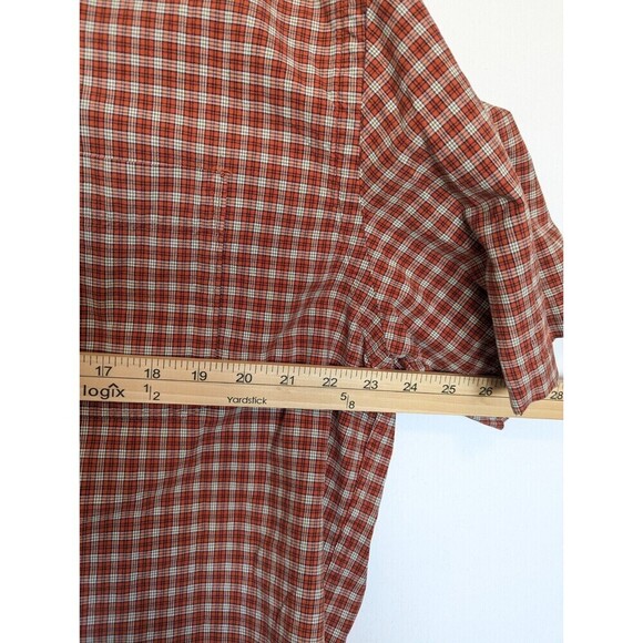 Abercrombie‎ and Fitch Mens Orange Plaid Button Up Top Large - Picture 9 of 10